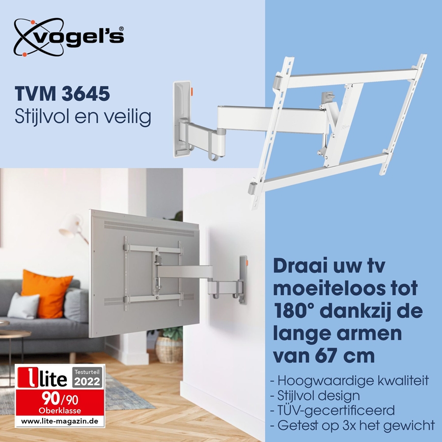Vogel's COMFORT TVM 3645 | Draai- en kantelbare tv-beugel | 40-77" Wit 4